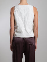 Elena Top in Faux Leather - Ivory