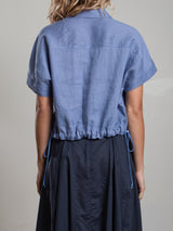 Zoey Shirt in French Linen - Bay