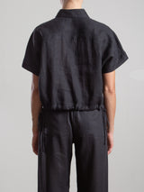 Zoey Shirt in French Linen - Black