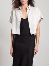 Zoey Shirt in French Linen - Cement