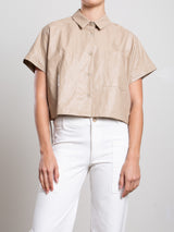 Zoey Shirt in Faux Leather - Biscotti