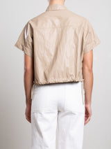 Zoey Shirt in Faux Leather - Biscotti