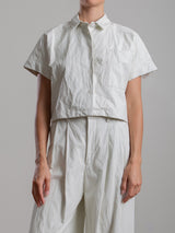 Zoey Shirt in Faux Leather - Ivory