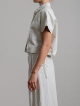 Zoey Shirt in Faux Leather - Ivory