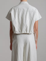 Zoey Shirt in Faux Leather - Ivory