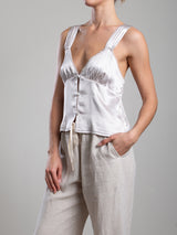 Lily Tank in Vintage Satin - Parchment
