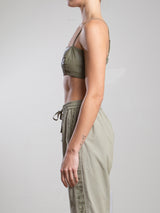 Toga Bralette in Faux Leather - Army