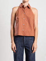 Atlas Halter in Italian Poplin - Adobe