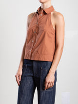 Atlas Halter in Italian Poplin - Adobe