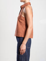 Atlas Halter in Italian Poplin - Adobe