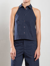 Atlas Halter in Italian Poplin - Ink