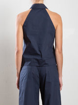Atlas Halter in Italian Poplin - Ink