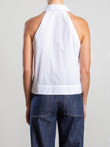 Atlas Halter in Italian Poplin - White