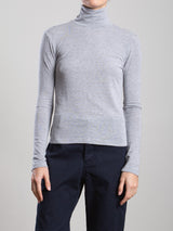 Shiloh Turtleneck in Cashmere Jersey - Heather Grey