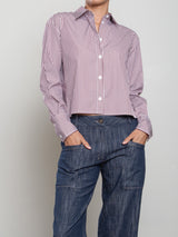 Enzo Shirt in Striped Poplin - Bordeaux