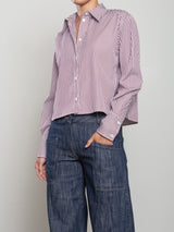 Enzo Shirt in Striped Poplin - Bordeaux