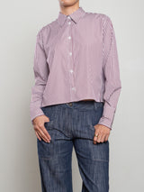 Enzo Shirt in Striped Poplin - Bordeaux