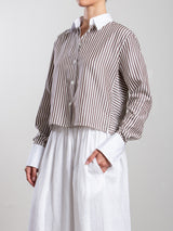 Enzo Shirt in Porto Stripe - Brown