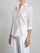 Layla Shirt in Japanese Cotton Stripe - Brick