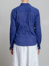 Layla Shirt in Japanese Cotton Stripe - Navy