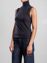 Maya Turtleneck in Cashmere Jersey - Carbon
