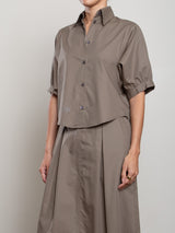 Claude Crop Shirt in Cotton Tencel - Army
