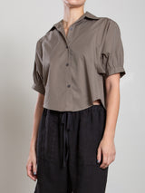 Claude Crop Shirt in Cotton Tencel - Army