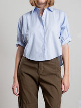 Claude Crop Shirt in Marbella Poplin - Sky