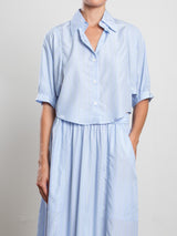 Claude Crop Shirt in Palma Stripe - Sky