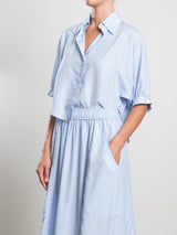 Claude Crop Shirt in Palma Stripe - Sky
