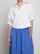 Claude Crop Shirt in Light Blue Stripe
