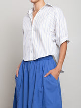 Claude Crop Shirt in Light Blue Stripe