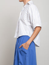 Claude Crop Shirt in Light Blue Stripe