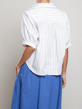 Claude Crop Shirt in Light Blue Stripe