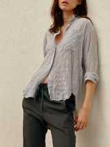 Marvin Shirt in Marin Stripe - Washed Black