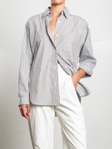 Marvin Shirt in Organic Cotton Stripe - Olive