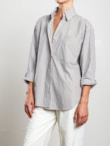 Marvin Shirt in Organic Cotton Stripe - Olive