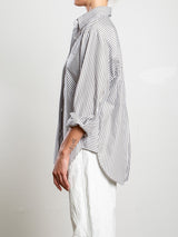 Marvin Shirt in Organic Cotton Stripe - Olive