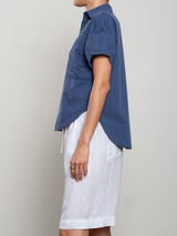 Rowe Shirt in Paperweight Cotton - Blueberry