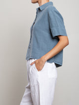 Teddy Shirt in Heritage Linen - Sea