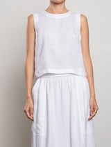 Tess Tank in French Linen - White