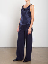 Hepburn Pant in Brushed Pinstripe - Navy