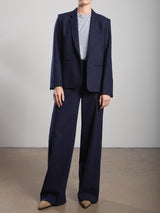 Hepburn Pant in Brushed Pinstripe - Navy