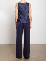 Hepburn Pant in Brushed Pinstripe - Navy