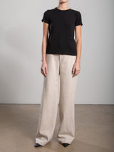 Hepburn Pant in Brushed Pinstripe - Oat