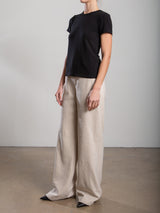 Hepburn Pant in Brushed Pinstripe - Oat
