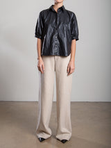 Hepburn Pant in Brushed Pinstripe - Oat