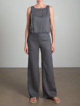 Hepburn Pant in French Linen - Ash