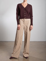 Hepburn Pant in Faux Leather - Biscotti