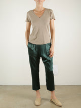 Erika Drop Pant in Vintage Satin - Emerald